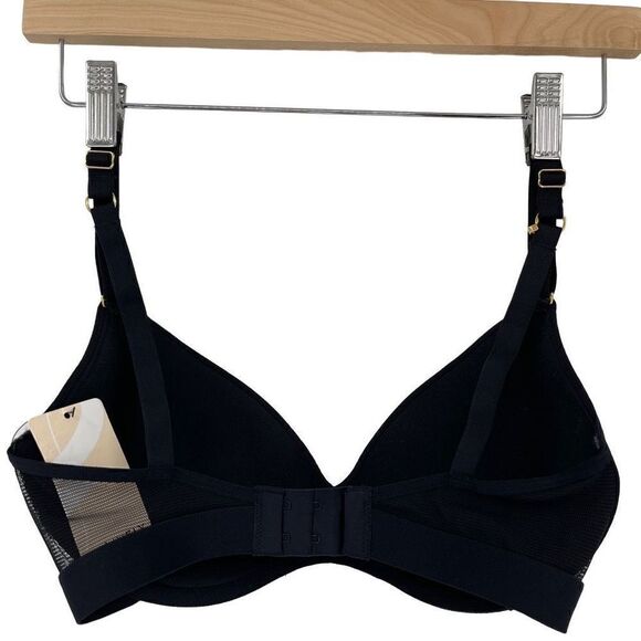 Lively The Smooth Lace No Wire Push Up Bra Jet Black Padded 42383 Women 32DD - Picture 3 of 5